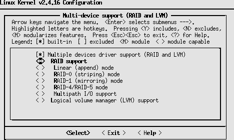 Enabling kernel RAID support.