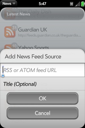 An Add Feed dialog box