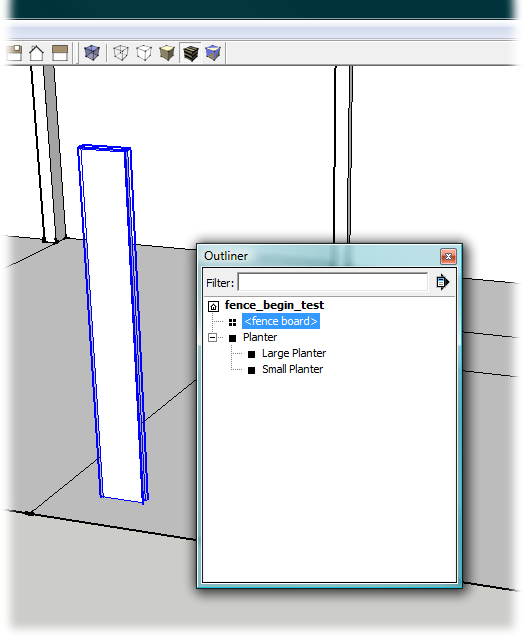 In the Outliner window, two things distinguish components from groups. The name of a component appears in brackets, and the icon for a component consists of four small squares.