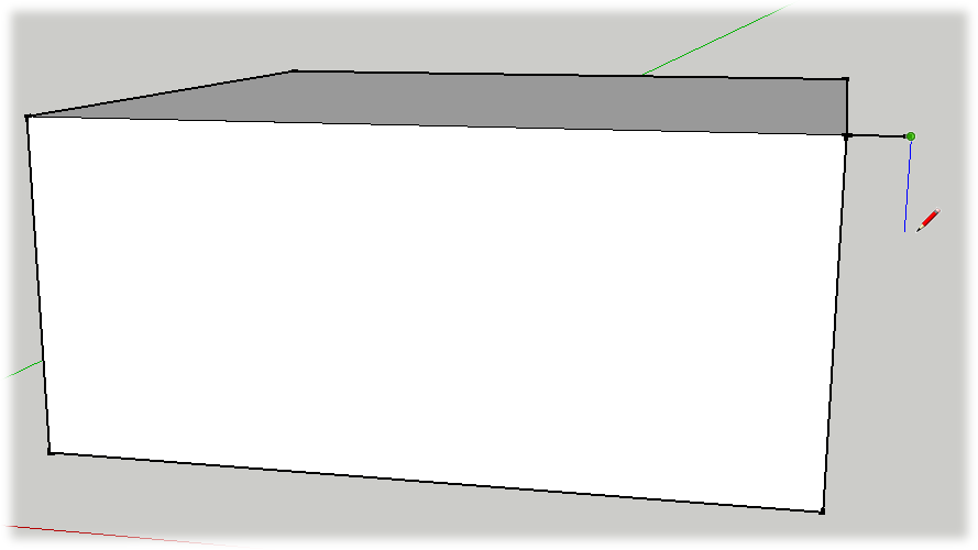 Draw a rectangle off the top edge of the box using the Line (L) tool. This shape, after it's modified, will add geometry to the model.