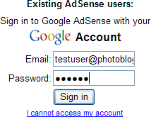 Use your Google account information to sign into AdSense