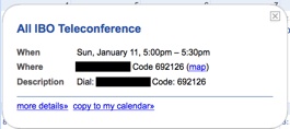 Dial-in information obtained from calendar.google.com