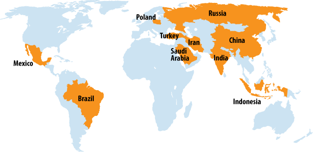 Network adoption in the near future almost defines the concept of viral; the world map with the top 10 emerging markets shaded will shortly double our current network traffic.