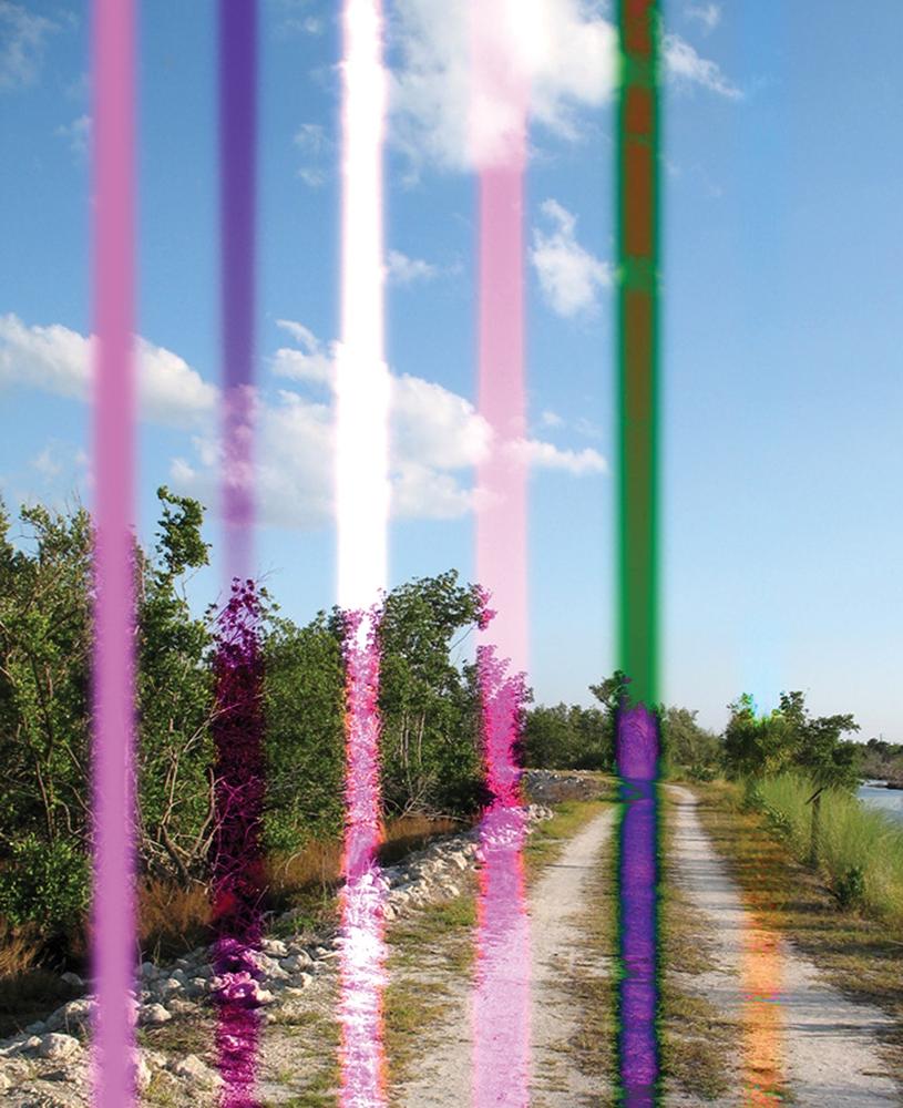 This photo shows the effect of some of the different blend modes when used with the Brush tool. The same color was used for each of the vertical stripes—you can see how different the result is from just changing the mode. From left to right, the modes are: Normal, Color Burn, Color Dodge, Vivid Light, Difference, and Saturation.