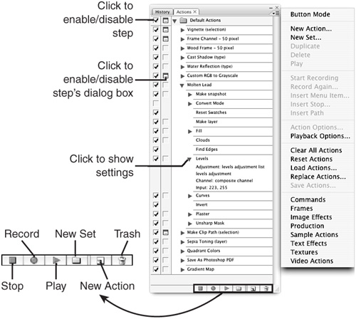 Actions Palette