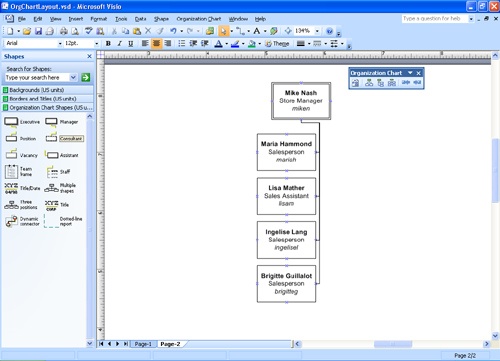 Customizing the Layout of Organization Charts