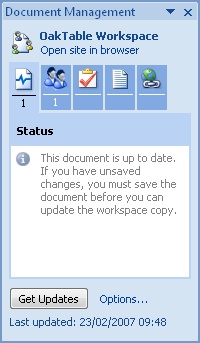 Working with the 2007 Microsoft Office Suite Document Management Task Pane