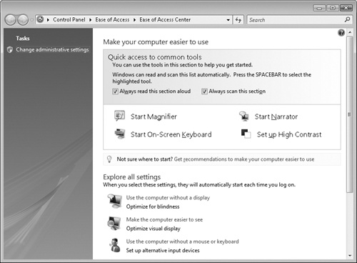 The new Ease of Access Center.