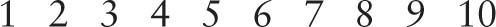 Numbers one to ten are displayed in a horizontal line.