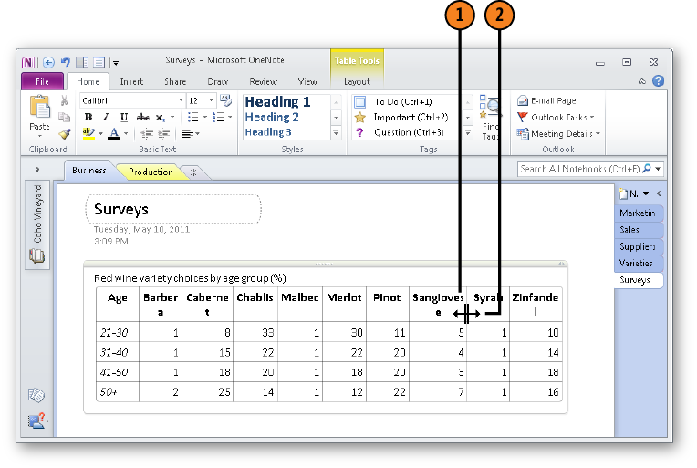 Changing The Width Of Columns Microsoft OneNote 2010 Plain Simple 