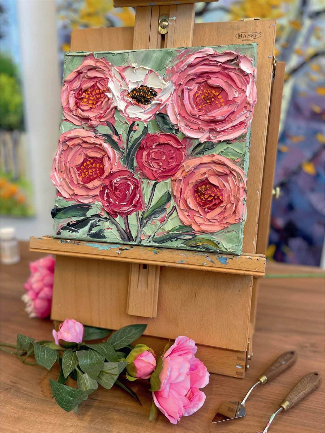 Summer Peonies - Palette Knife Painting: Deep Impasto [Book]