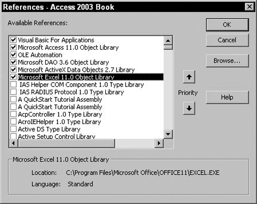 Linking Libraries in Access 2003 - Access 2003 VBA Programmer's Reference  [Book]