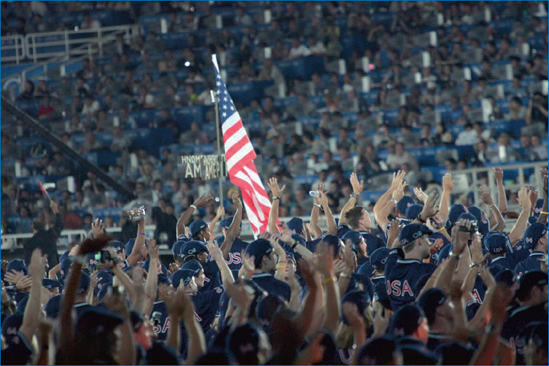 Notice that several of the U.S. athletes in this photo taken at the Athens 2004 Olympic Games opening ceremonies were carrying digital cameras and camcorders, recording the event from their perspective.