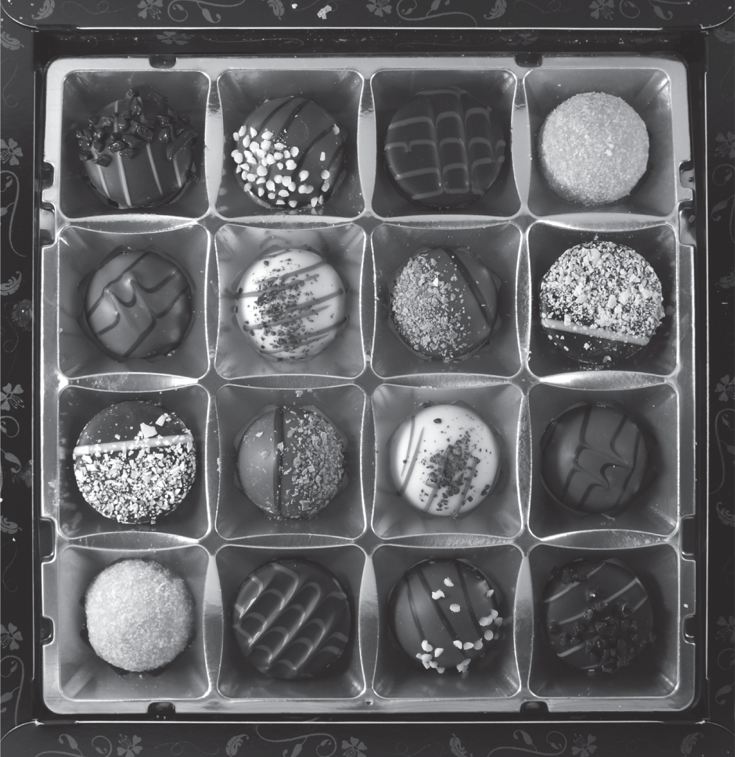 Photographs of different sweets.