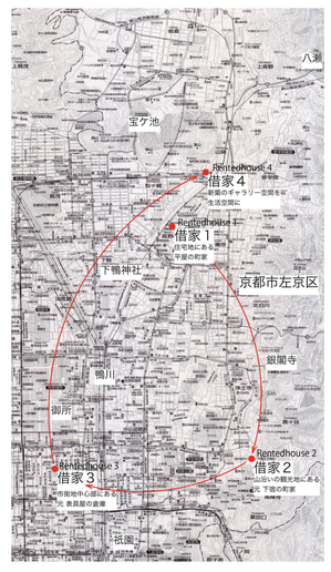 FIG. 2.86 A map of Kyoto, showing the sites used for the four ‘rented houses’