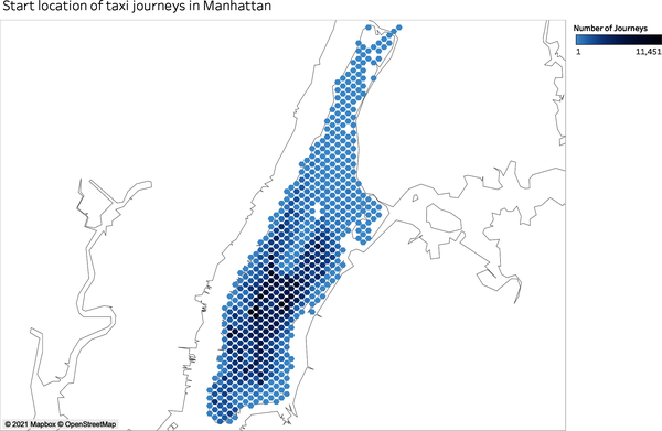 Hex bin map using the same data as in