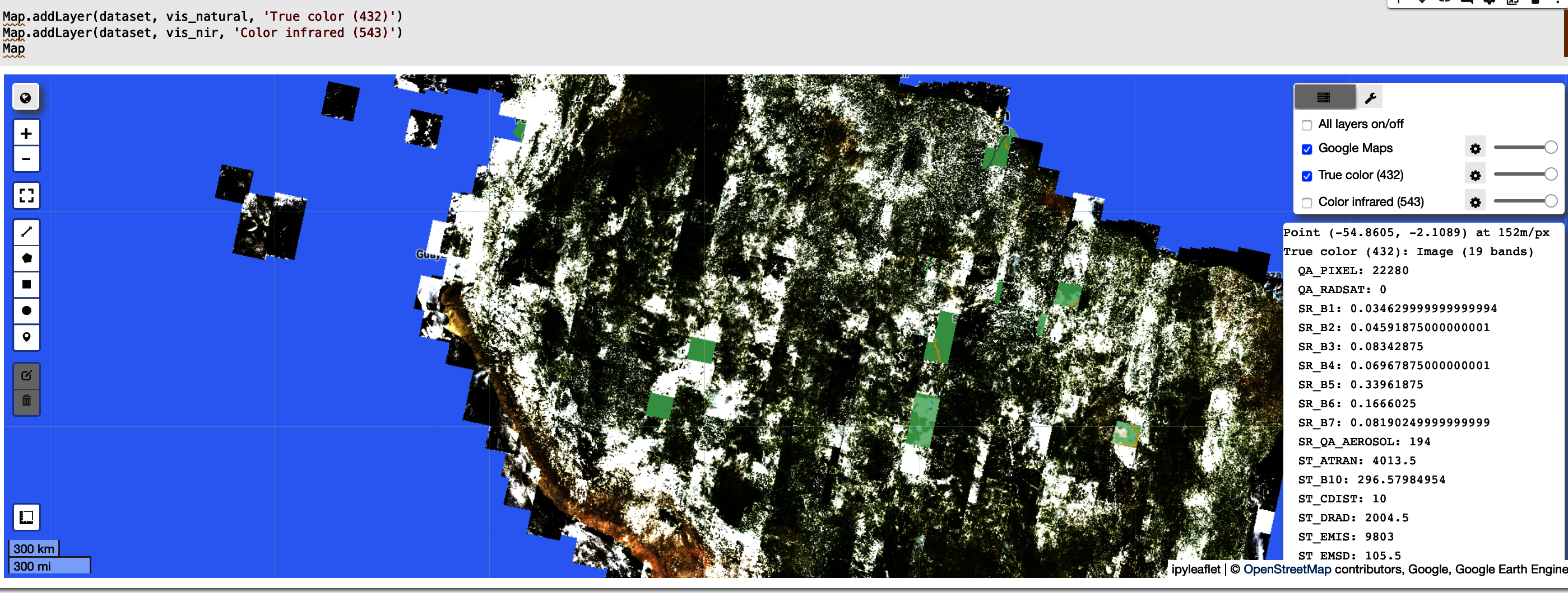 Different band combinations of Landsat 8/9