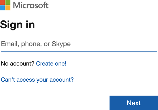 Creating a new Microsoft account