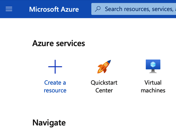 Creating a new resource in Azure