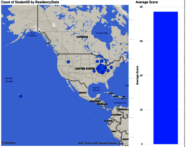 This shows a combination of data detailing where our students came from. I think our student from Hawaii is lost.