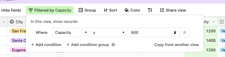 Filtering a set of records using a value from a Number field.