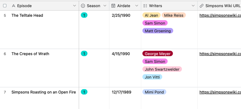 Adjusting the row height in the Grid view to see more multiple select options for each record.