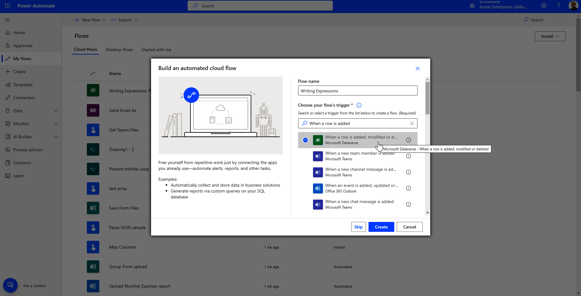 Create Writing Expressions flow