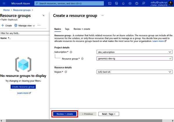 Specifying resource group settings