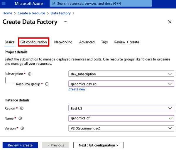 Basic settings for Azure Data Factory