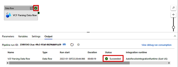 Successful Pipeline debug run