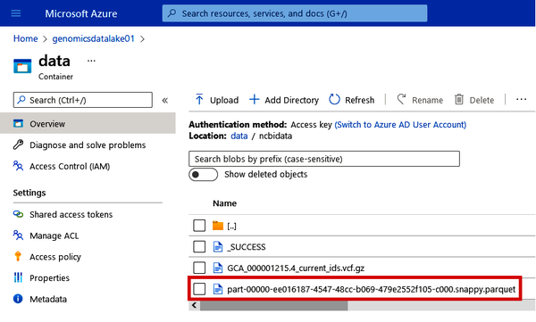 Locating the Parquet file of the NCBI VCF data