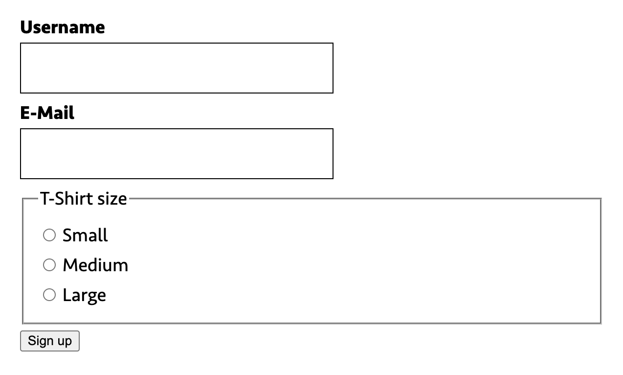 Two text inputs followed by a fieldset