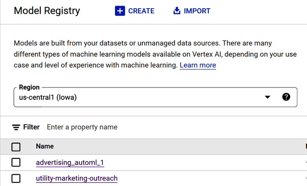 Advertising_automl model showing in model registry