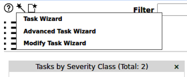 Task Wizard Menu