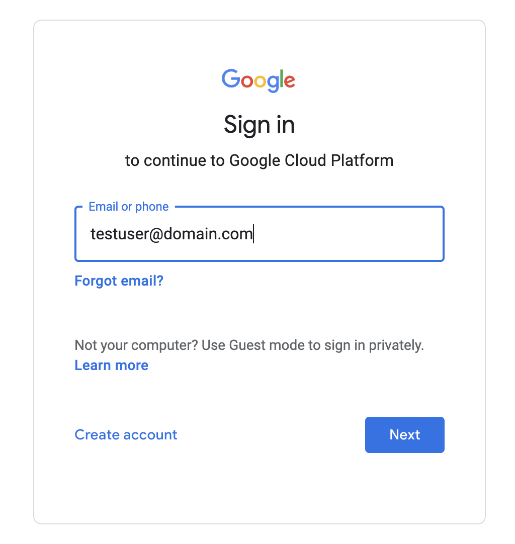 Sign in to Google Cloud Console