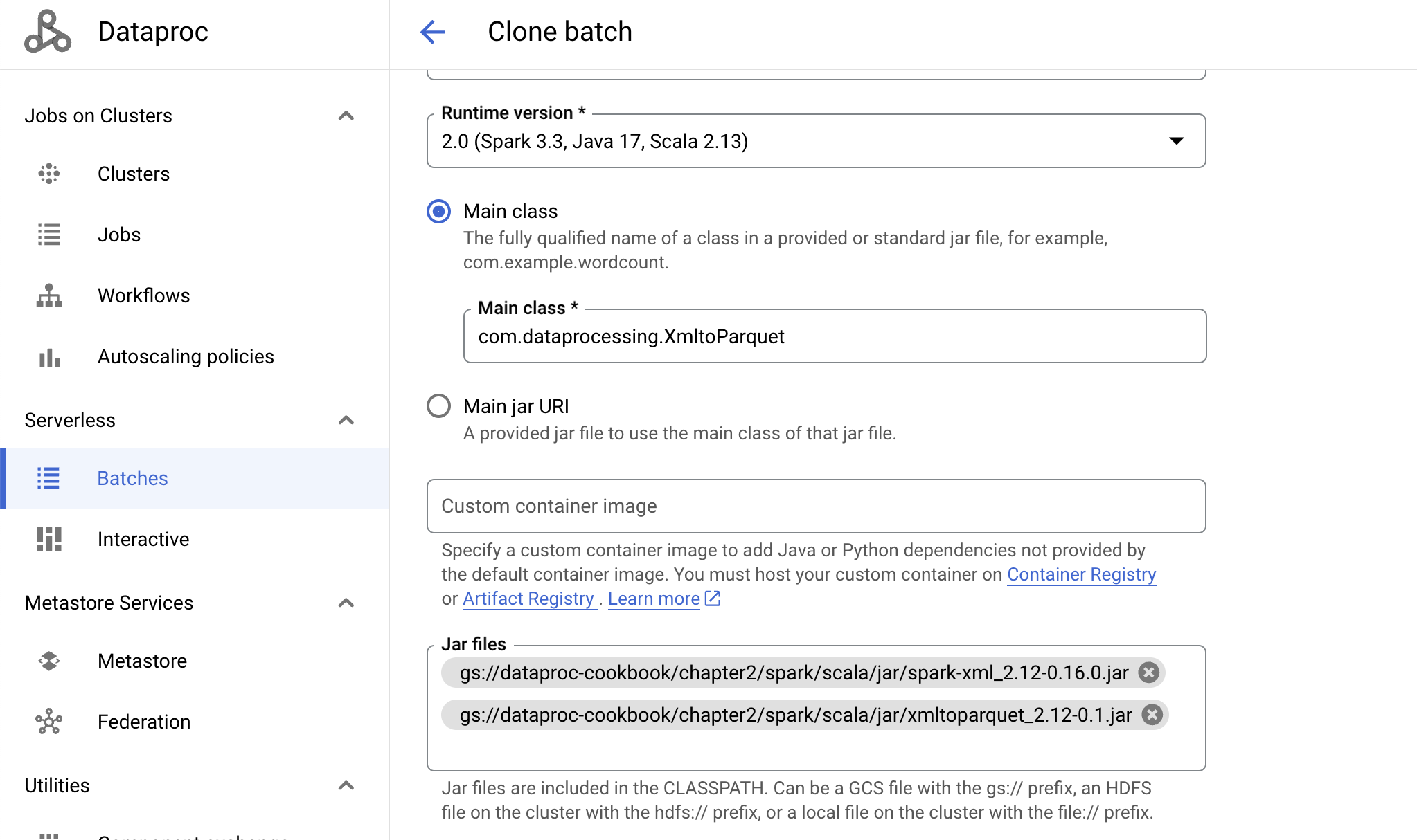 Adding application and dependency JARs