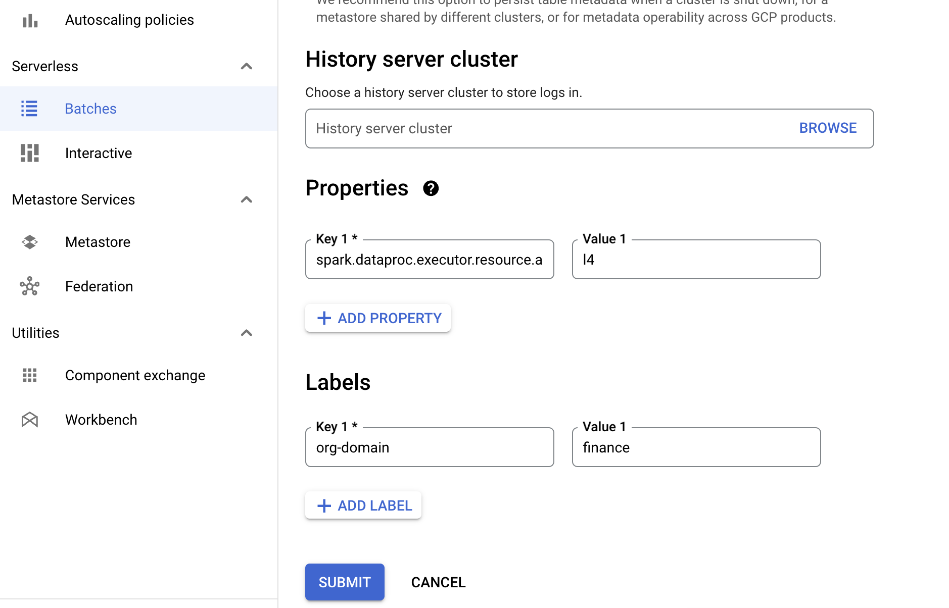 Configure accelerators in  Properties  section