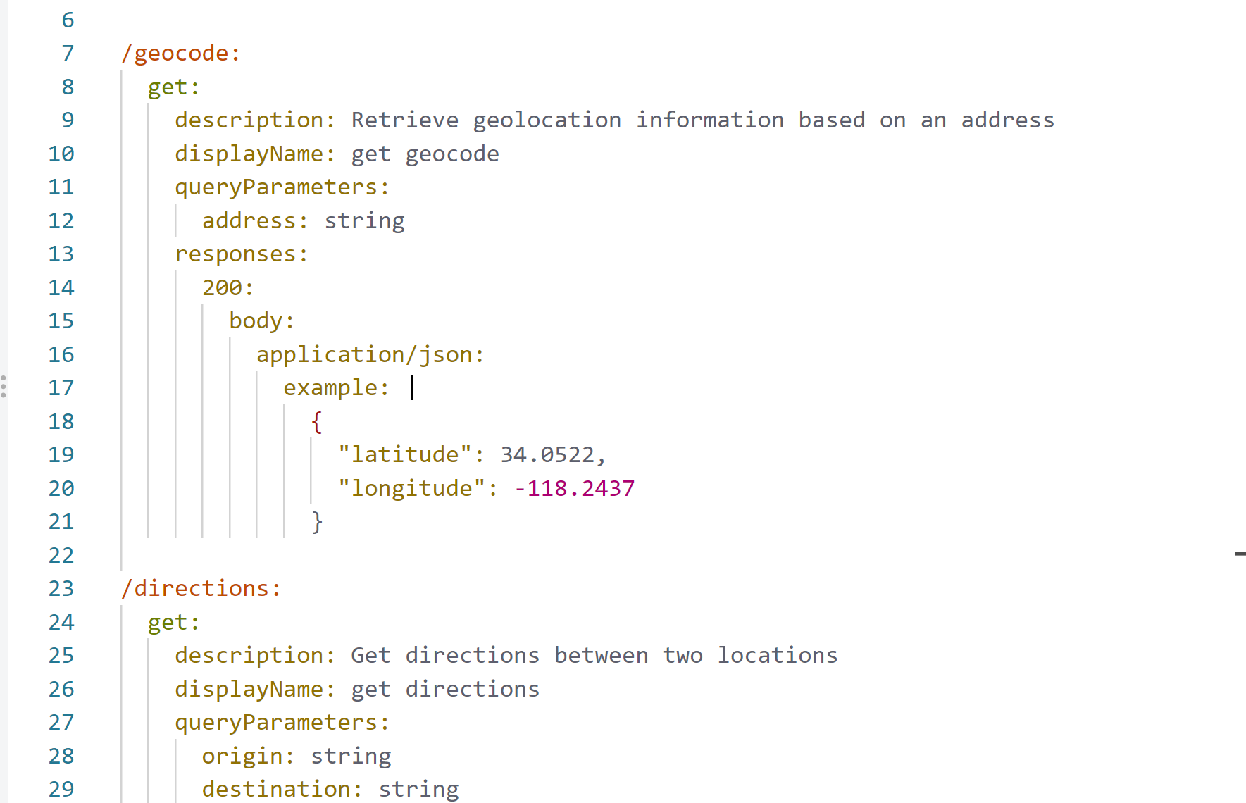 Sample RAML file showing lines to indicate indentation 