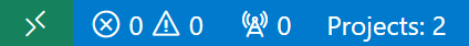 Visual Studio Code's status bar showing that it has found two projects
