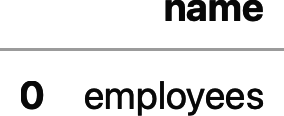 The DuckDB database contains a table named employees