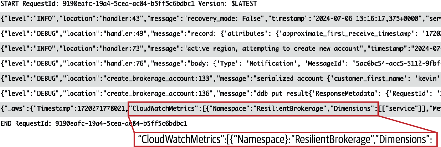 screenshot of successful Lambda logs in the active region