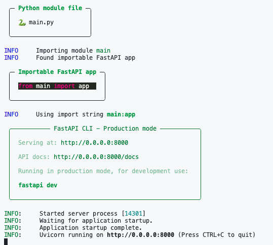 FastAPI running from command line