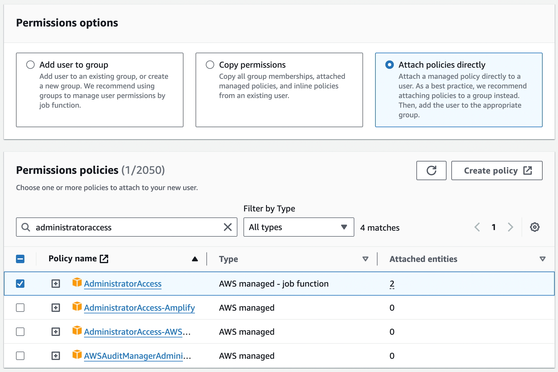 attach iam user policies