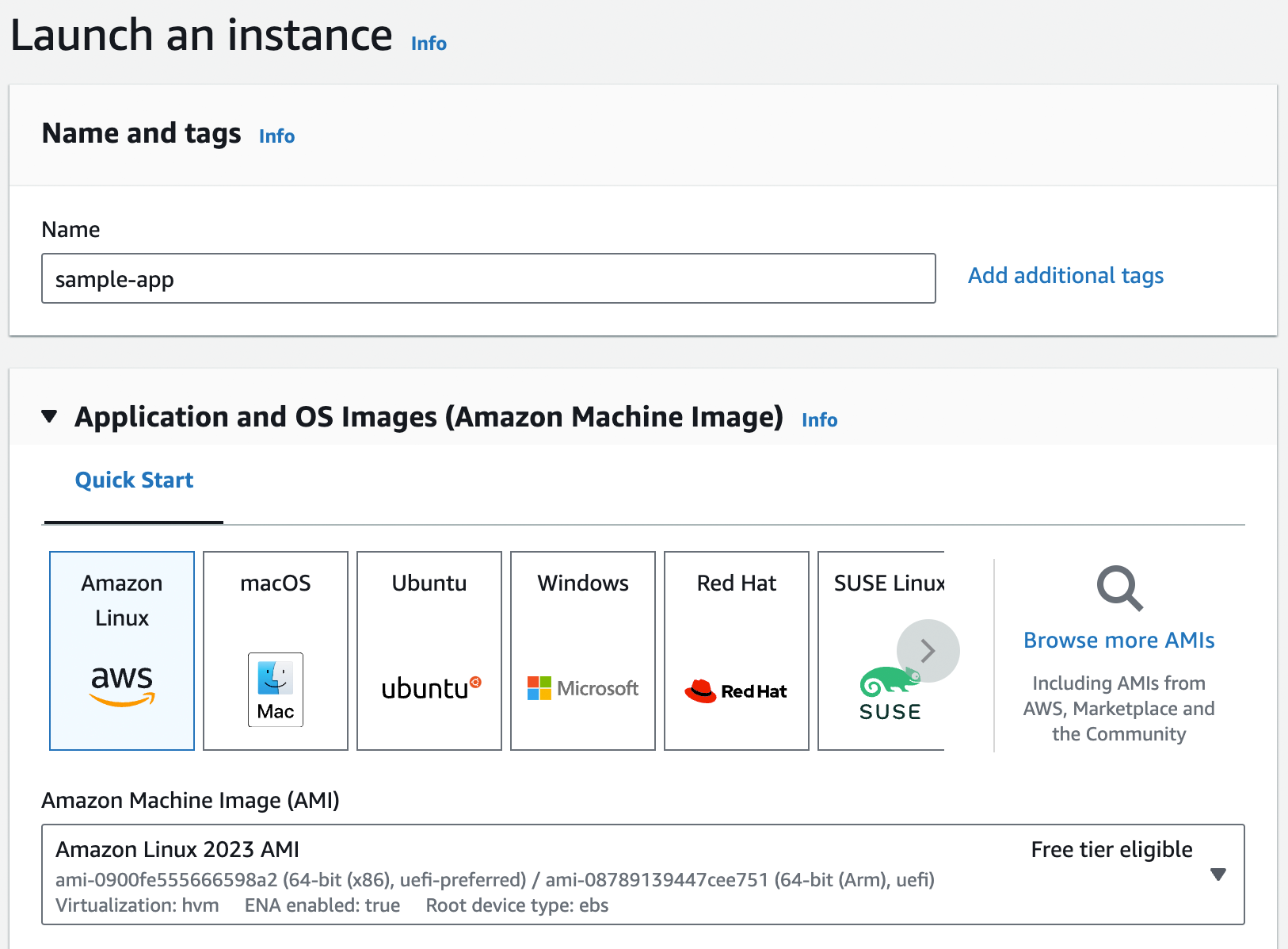 Configure the name and AMI to use for your EC2 instance