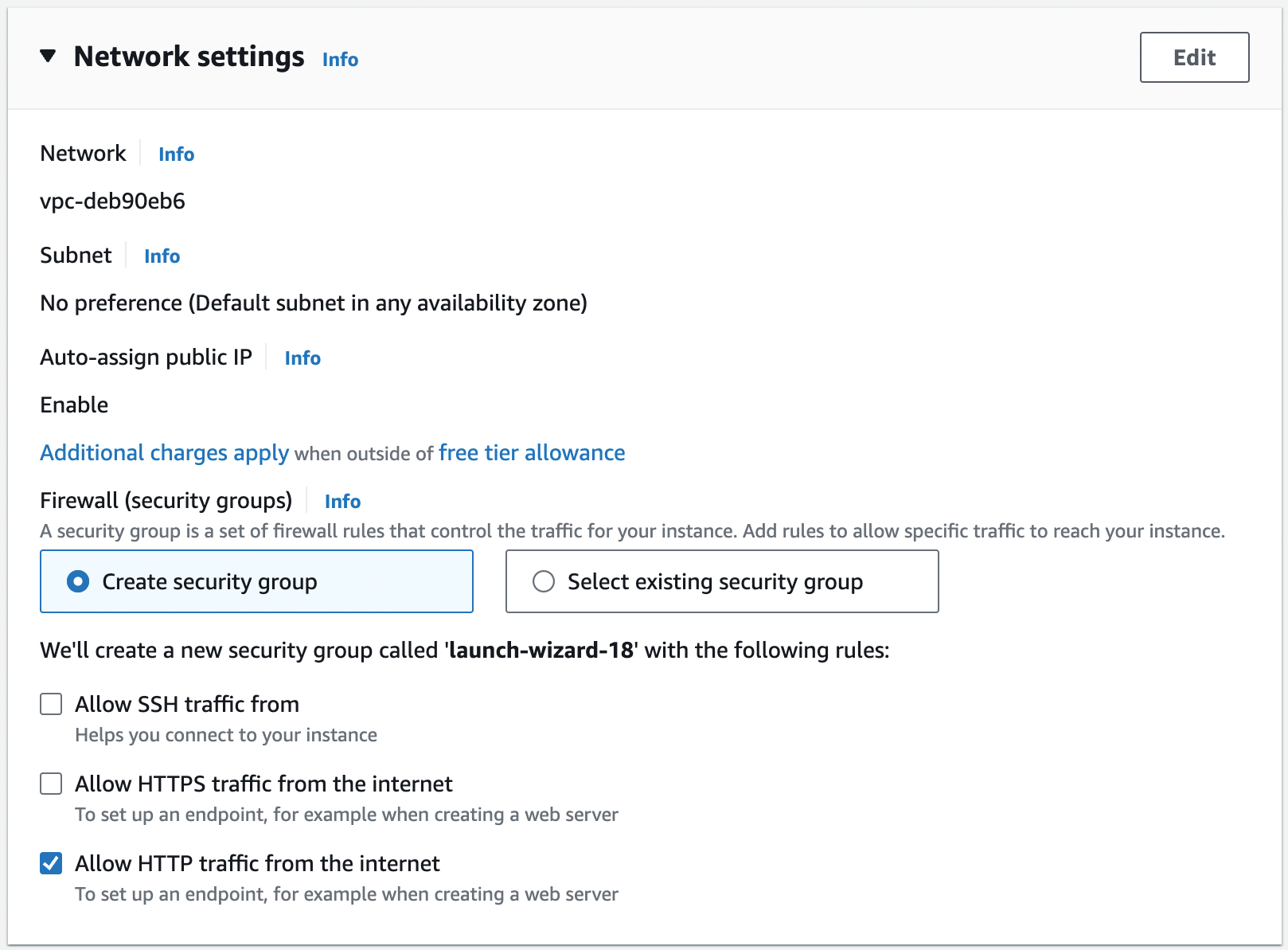 Configure the network settings for your EC2 instance