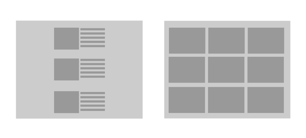 Lists and grids to create a visual rhythm