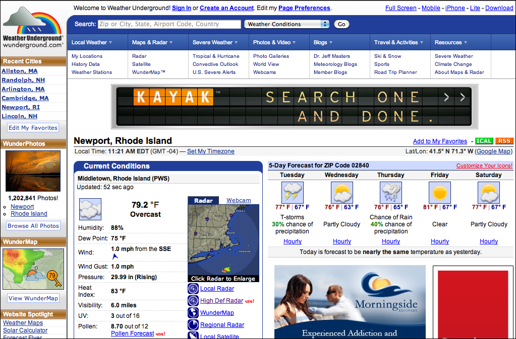 Weather Underground’s jumbled visual hierarchy