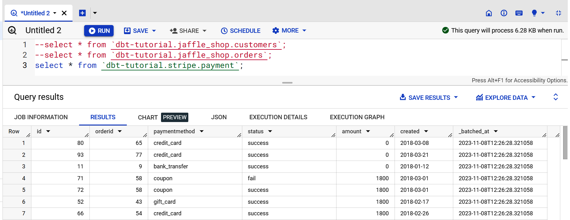 dbt Output Bigquery Public dataset