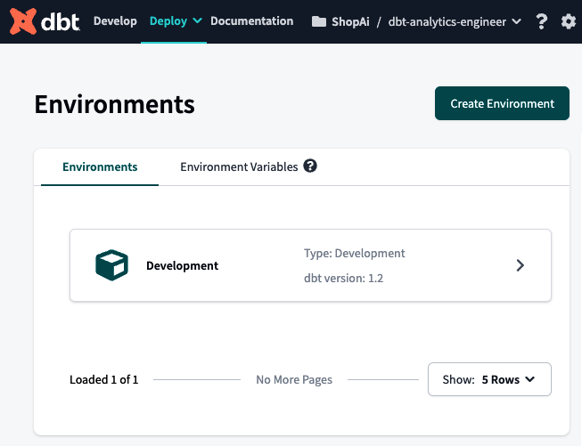 dbt Environments