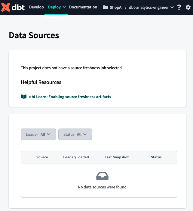 dbt Data Sources